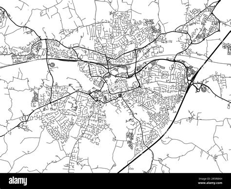 Road Map Of The City Of Taunton In The United Kingdom On A White