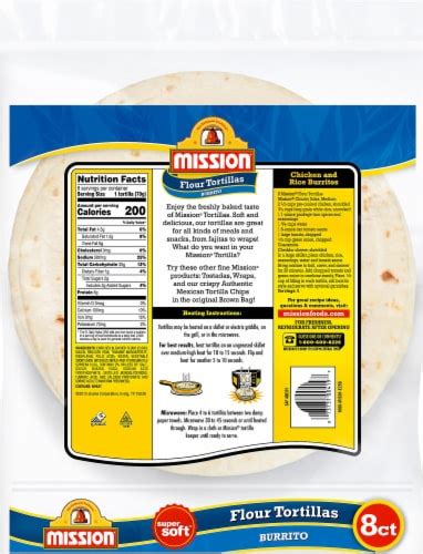 Mission Burrito Super Soft Flour Tortillas 8 Ct 20 Oz Fred Meyer