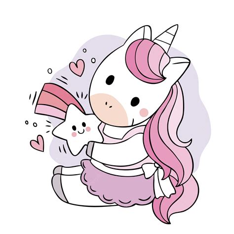 Premium Vector Cartoon Cute Sweet Unicorn And Star