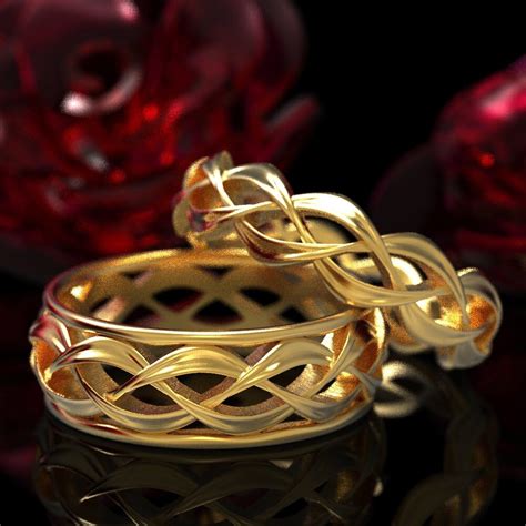 10k His And Hers Celtic Ring Set Gold Matching Wedding Ring Set 10k