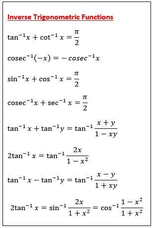 Inverse Trigonometric Functions Worksheets