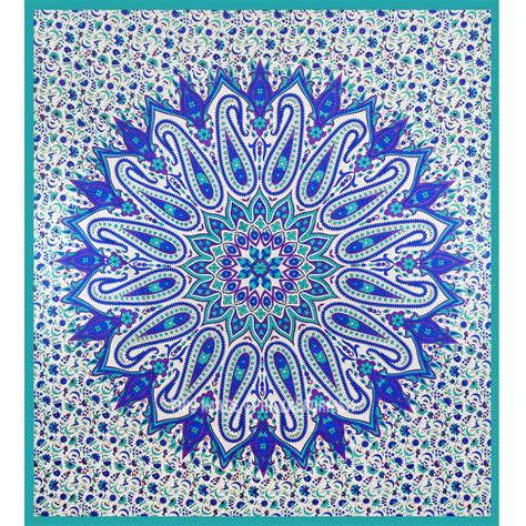 Large Blue Psychedelic Glittering Mandala Tapestry Hippie Wall Hanging