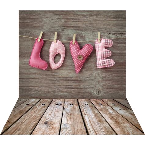 Hellodecor X Ft Valentine S Day Photography Backdrop Love Heart Wood