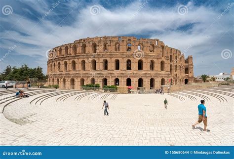 Amphitheatre Of El Jem In Tunisia Amphitheatre Is In The Modern Day