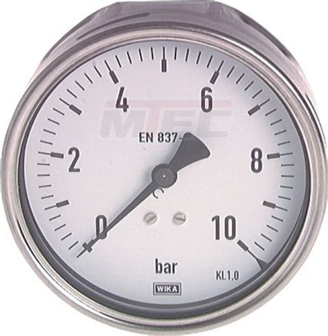 Manometer Waagerecht CrNi Ms 100mm 0 16 Bar 207130