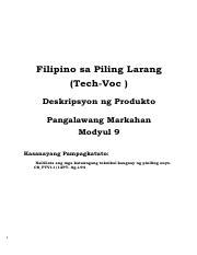 Las Filipino Sa Piling Larang Tech Voc Docx Pdf Filipino Sa Piling