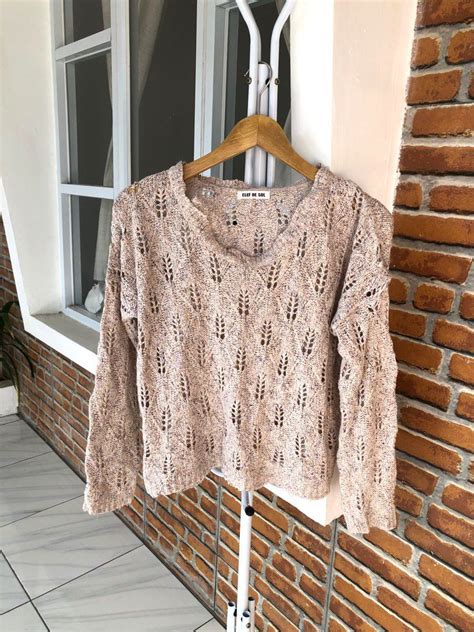 Sweater Pastel Nude Fesyen Wanita Pakaian Wanita Atasan Di Carousell