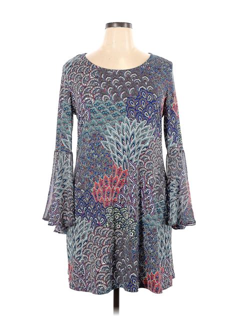 Roz Ali Floral Motif Paisley Gray Casual Dress Size Xl Off