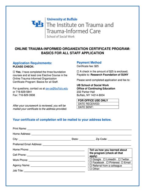 Fillable Online Socialwork Buffalo Online Trauma Informed Organization