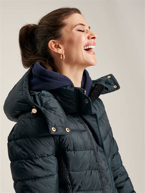 Buy Pembury Navy Blue Showerproof Long Padded Coat With Hood From The