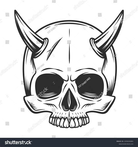 Skull Without Jaw Horns Vintage Monochrome Stock Vector Royalty Free