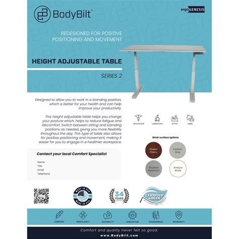 Bodybilt Height Adjustable Table Series 2 — The Ergo Shoppe