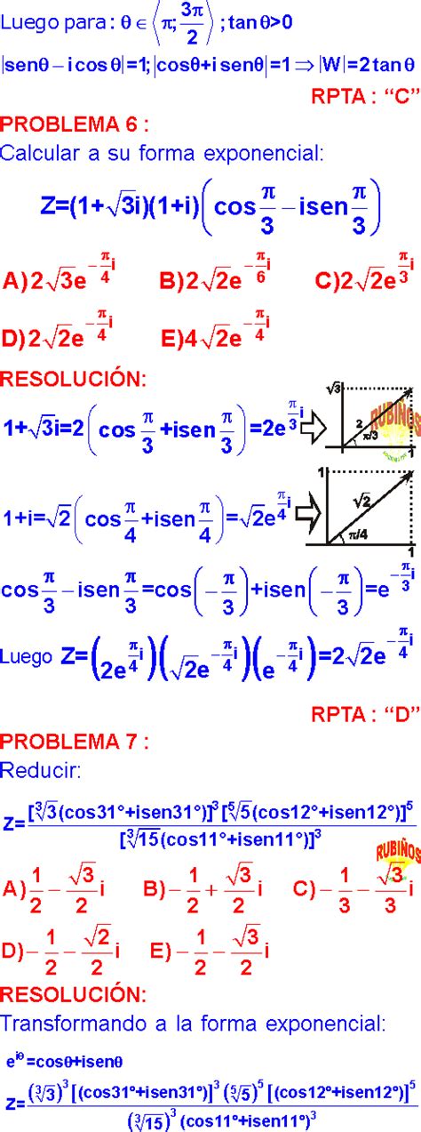 NUMEROS COMPLEJOS EN TRIGONOMETRIA PROBLEMAS RESUELTOS