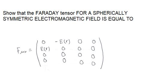 Solved Show That The Faraday Tensor For A Spherically