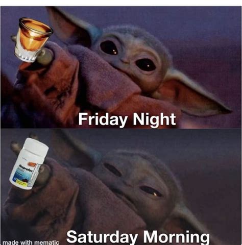 Baby Yoda Friday Saturday In 2020 Yoda Meme Star Wars Humor Yoda