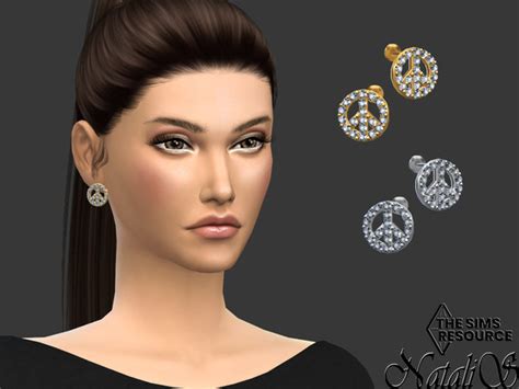 The Sims Resource Peace Sign Stud Earrings