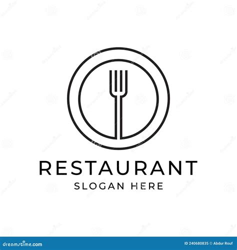 Fork and plate logo design stock vector. Illustration of logo - 240680835