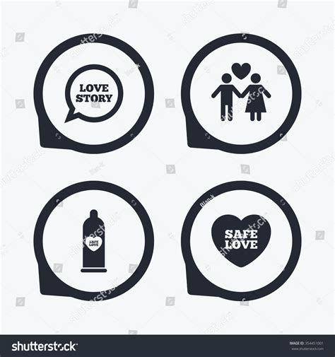 Condom Safe Sex Icons Lovers Couple Stock Vector Royalty Free