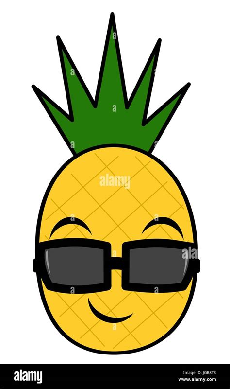 Cute Cartoon Pineapple With Sunglasses Vector Illustration Stock Vector Image And Art Alamy