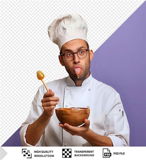 Chef Licking Honey Dripping From Dipper Premium Ai Generated Psd