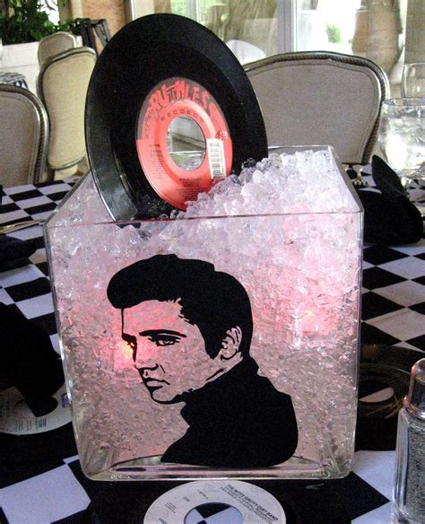 Centerpiece For 50s Event Elvis Centerpiece 50s Decor Elvis Birthday Retro Birthday Parties