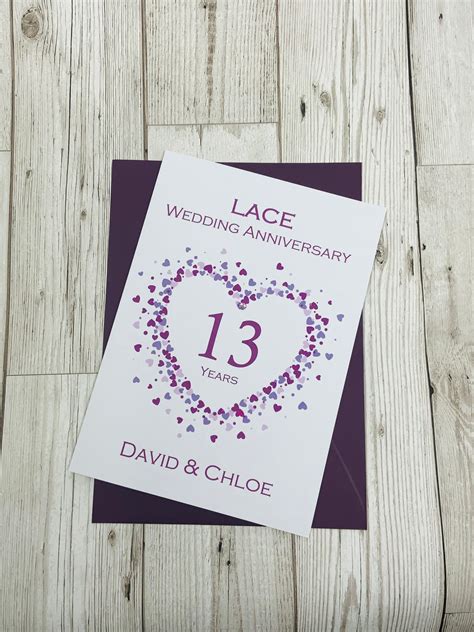 13th Wedding Anniversary Card Lace 13 Year Thirteenth Anniversary Lu