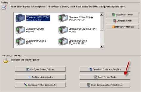 Using Printer Tools on the Zebra Setup Utilities