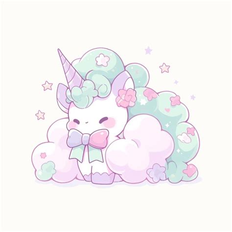 Hay Un Unicornio De Dibujos Animados Durmiendo En Una Nube Con