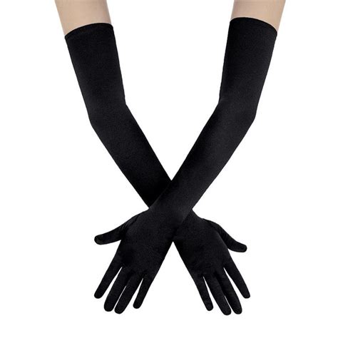 Pair Of Black Gloves With Long Sleeves On The Top And One Hand In The Middle