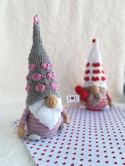 Valentine Gnome Crochet Pattern Amigurumi In Love Pdf Etsy In