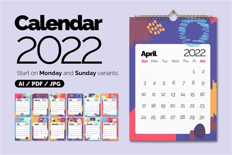 2022 Calendar Abstract And Modern