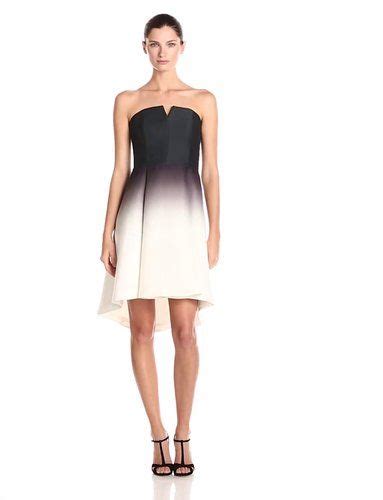 Halston Heritage Womens Ombre Fit And Flare Strapless Cocktail Dress