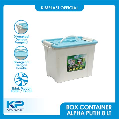 Jual KIMPLAST Box Container 8 Liter Alpha Putih Dengan Pegangan Handle