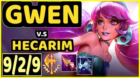 KIKIS GWEN Vs HECARIM 9 2 9 KDA JUNGLE GAMEPLAY EUW Ranked