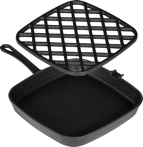 Grill Ez Grill Pan 2 Part Cast Iron Grill Pan With Removable Grill Grate Square