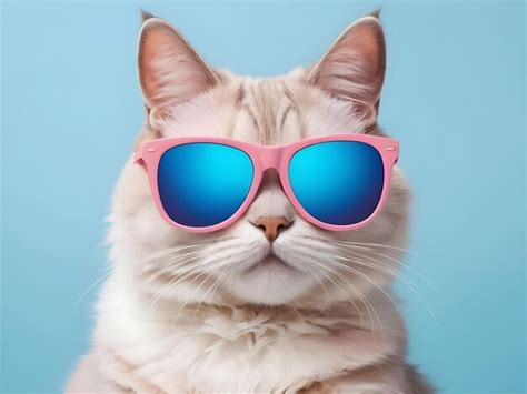 Premium Photo A Beautiful Stylish Cat Wearing Sunglasses