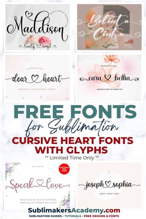 Free Cursive Heart Fonts To Personalize Your Sublimation Designs