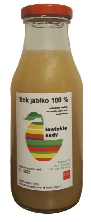 Łowickie Sady Sok Jabłkowy 330ml Tłoczony NFC Naturalny bez Cukru