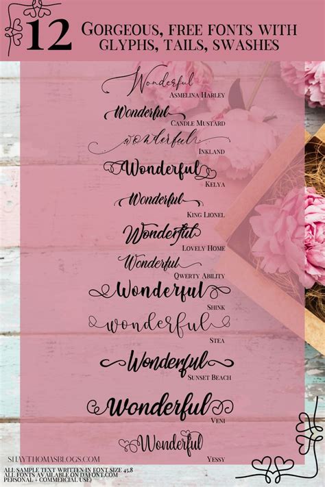 12 FREE FONTS WITH TAILS SWASHES AND GLYPHS -BEAUTIFUL, ELEGANT FREE ...