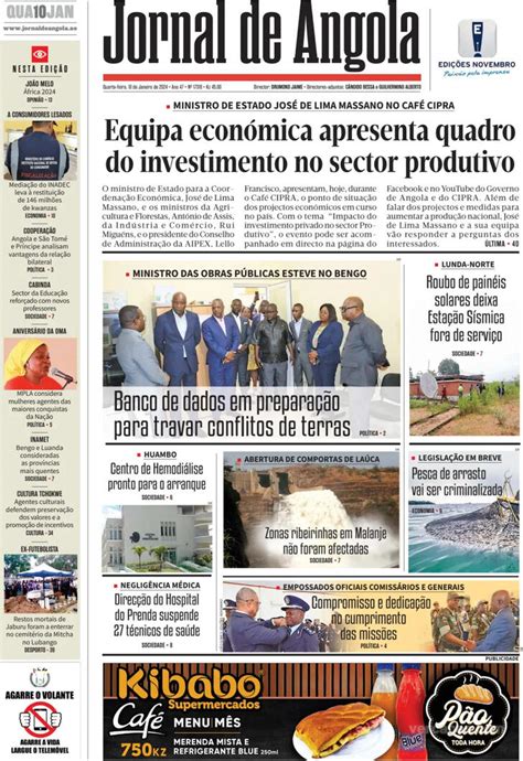 Capa Jornal De Angola De 2024 01 10