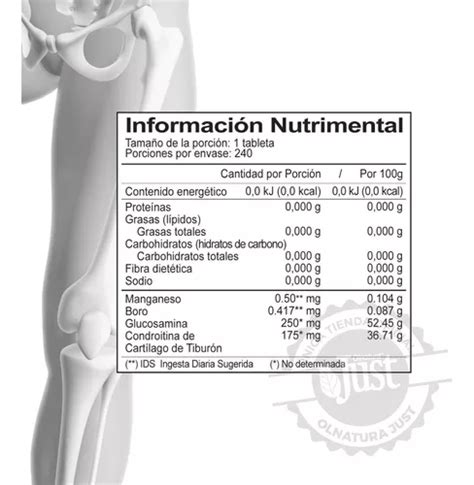 Glucosamina Condroitina Just For You De Tiburón 240 Tabletas en venta