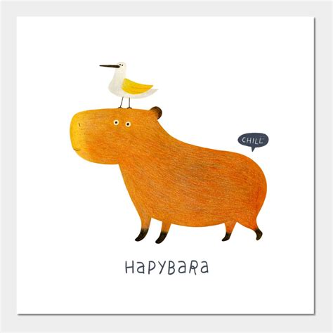 Hapybara Capybara By Mrfox Nyc Capybara Art Prints Art