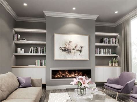 Floating Shelves Either Side Of Fireplace Bookcases And Storage