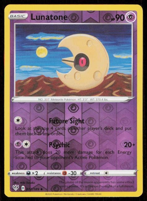 Lunatone Reverse Holo Pokemon Darkness Ablaze Lp Ebay