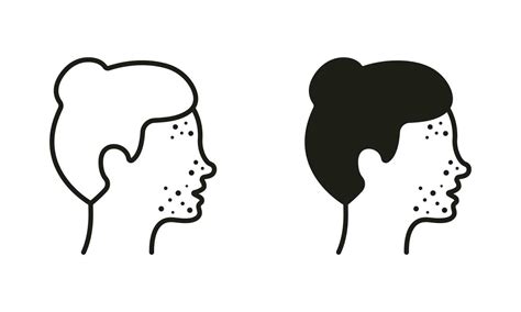 Woman With Blackhead Acne Rash Pictogram Girl With Pimples On Face