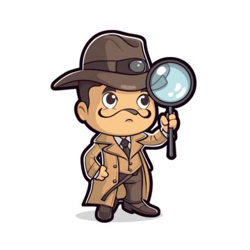 Cartoon Detective Character Vector Illustration Clipart Detective