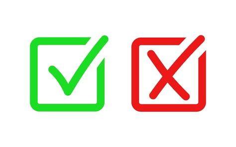 Premium Vector Check Mark Icon Button Box Frame Or Green Tick And Red