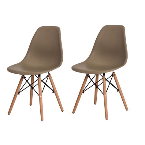 Kit 2 Cadeiras Eiffel Eames Dsw Nude Base Madeira Submarino