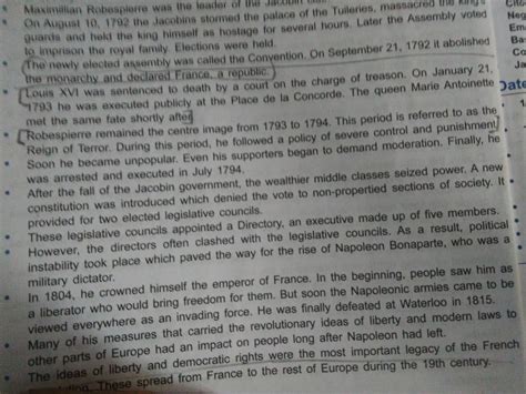 Describe reign of terror and role played by Robespierre in it - Social Science - The French ...