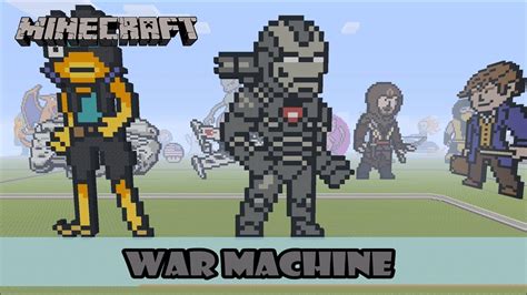 Minecraft Pixel Art Speed Build And Showcase War Machine Avengers Endgame Youtube